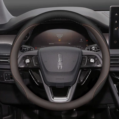 Steering wheel cover – Cover - lincoln-round-type-black-brown-ultra-thin-model-default