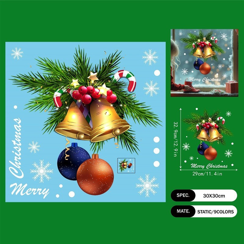 2026 工場直販クロスボーダークリスマス装飾ライトヘラジカガラスステッカーショップガラス窓静電卸売|undefined