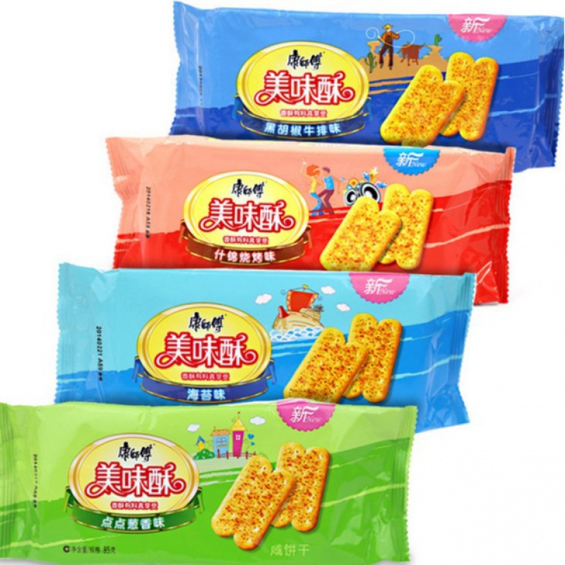 康师傅美味酥葱香烧烤海苔牛排味 咸味饼干整箱48包*52克
