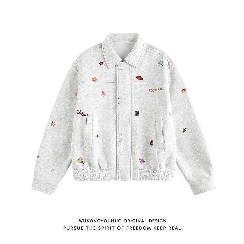 Chinese Trendy Brand Floral Embroidery Jacket Men 2025 Autumn New Turn-Down Collar Couple Retro Versatile Sweatshirt Work Jacket Chinese Trendy Brand Floral Embroidery Jacket Men 2025 Autumn New Turn-Down Collar Couple Retro Versatile Sweatshirt Work Jacket