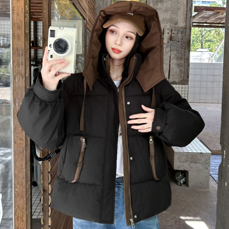 棉衣女外套2025冬季新款连帽面包服百搭冬装韩版宽松短款时尚棉服|undefined