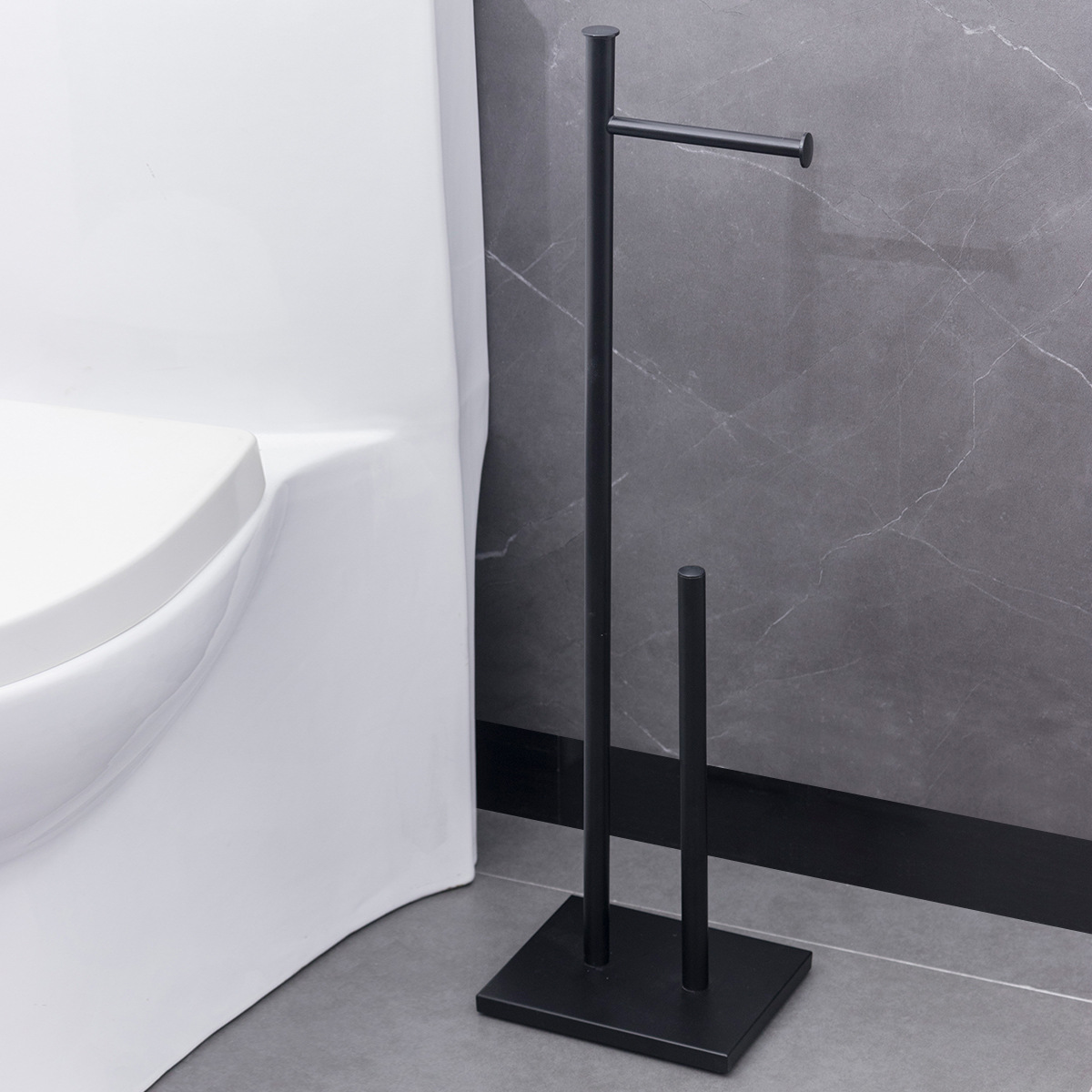 Soporte de toallas de piso con base rectangular negro mate transfronterizo