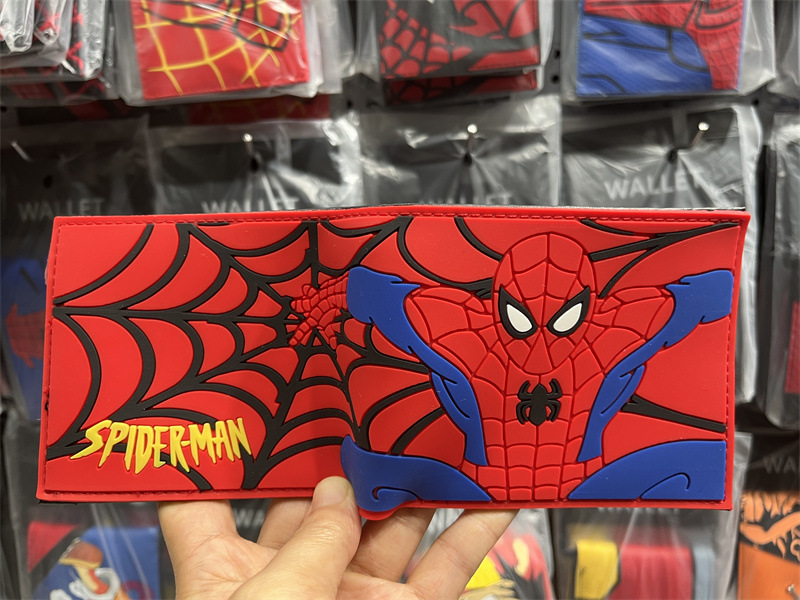 Cartoon Spider-Man niños estudiantes billetera corta para niños PU piel bolso de cambio bolso de mano bolso de tarjetas vengadores