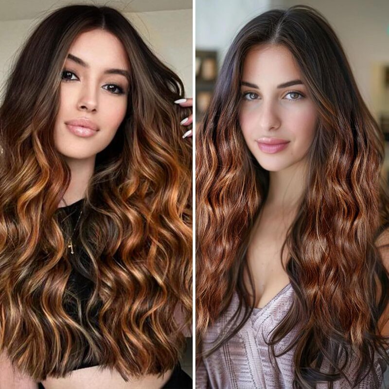 Wig European and American Women's Small Front Lace Medium Parted Long Curly Hair Brown Dyed Large Wave Chemical Fiber Full Headgear Ready for Sale