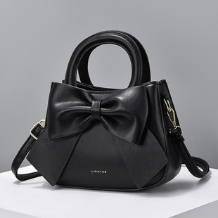 2025 New Bow Hand-Held Shoulder Bag Niche Design Crossbody Bag Fresh and Sweet Girly Style Small Bucket Bag