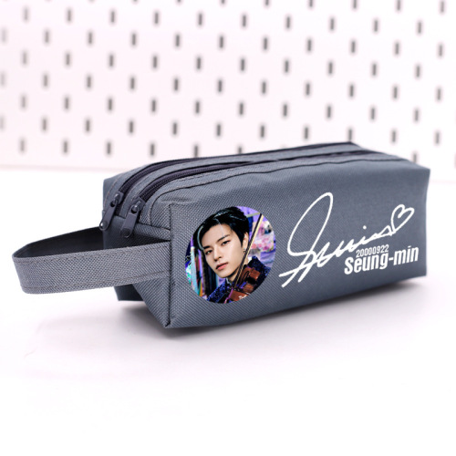 Korean Stray Kids boy group style peripheral Bang Chan cloth cute pencil case large capacity BD13