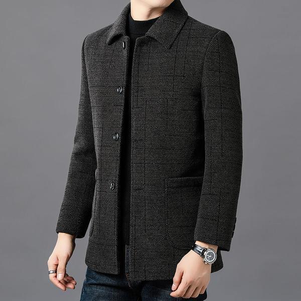 Abrigo de Cachemira de doble cara de alta gama abrigo de invierno de los hombres de mediana edad y ancianos abrigo casual abrigo de lana de los hombres