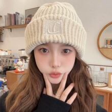 帽子女秋冬保暖堆堆帽大头围粗毛线百搭时尚显脸小冷帽加厚护耳帽