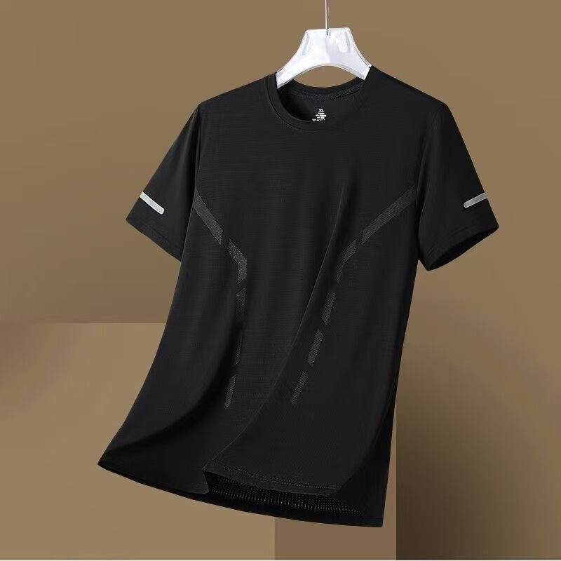 クールアイスシルク Tシャツメンズ半袖貿易新作夏薄手速乾通気性半袖メンズルーズトップ|undefined