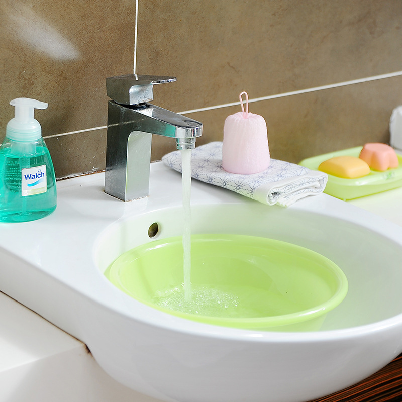 日本进口圆形面盆塑料洗脸盆卫浴清洁盆洗脚盆洗菜盆leaf系列