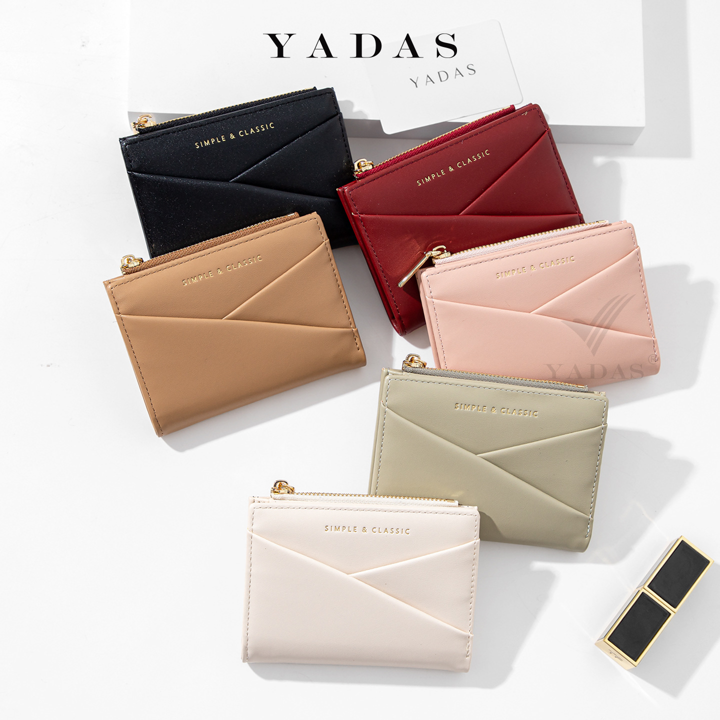 Nuevo tipo de mujer corta billetera coreana empalmado dos plegables cremallera billetera de cambio de moda monedero de color sólido billetera mujer