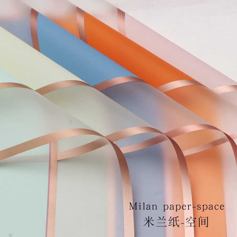 Brillante papel de Milán espacio de papel de embalaje de flores plástico opp película mate impermeable floristería material floral al por mayor