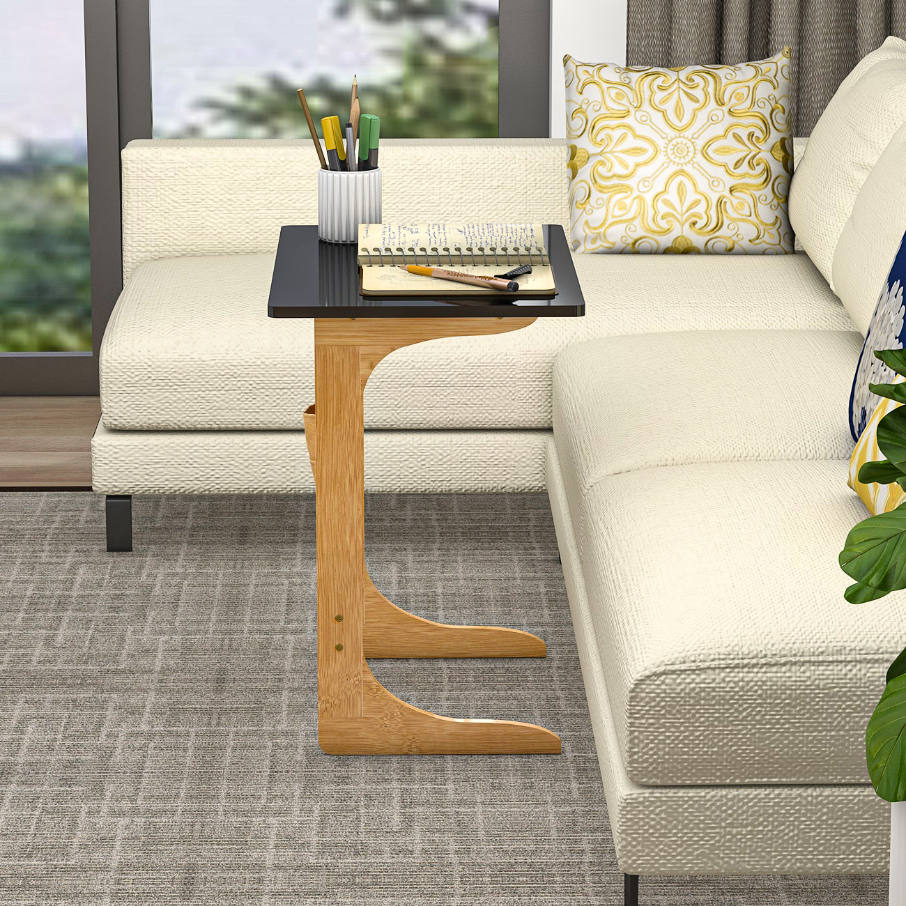 Mesa auxiliar de sofá minimalista moderna, mesa de té de madera maciza, escritorio, mesa pequeña, mesa plegable de oficina junto a la cama, multifuncional