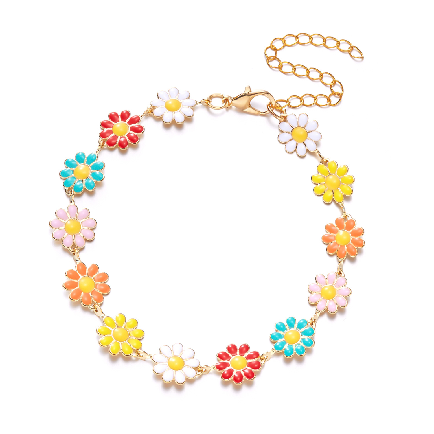 9g Weight Gold Plated Plating Material Bracelets Classification Wholesale Jewelry Simple Style Flower Alloy Gold Plated Plating Bracelets