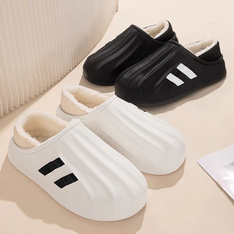 2024防水棉拖鞋男士冬季外穿加绒保暖厚底防滑室内冬天两用棉鞋