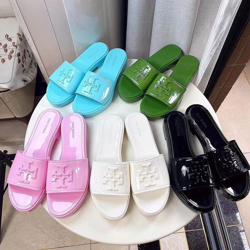 TB mid heel flip-flops women's shoes wedge European and American famous women's sandals slippers European Station cross-border foreign trade
