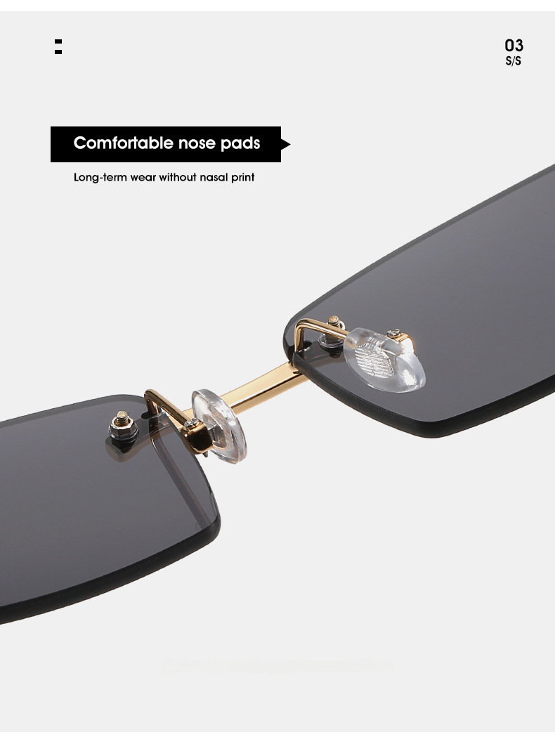 2021 Neue rahmenlose Sonnenbrille in Box, europäische und amerikanische Mode, Hornbesatzbrille, personalisierte Sonnenbrille in Geleefarbe für Frauen_voghion.com