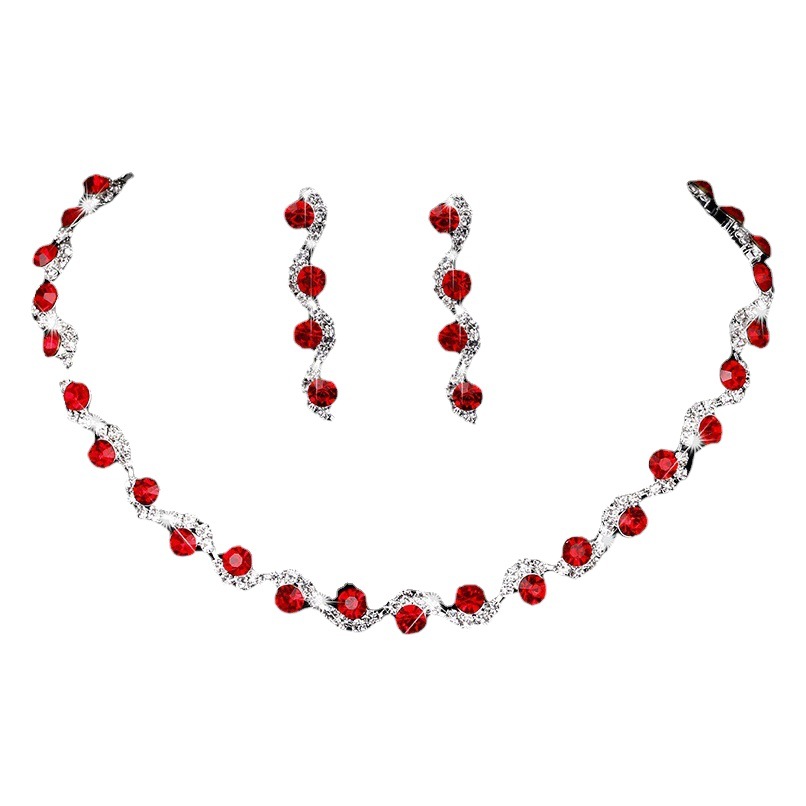 Amazon joyería al por mayor de plata plateado garra cadena rhinestone nupcial collar pendientes traje joyería AliExpress Accesorios