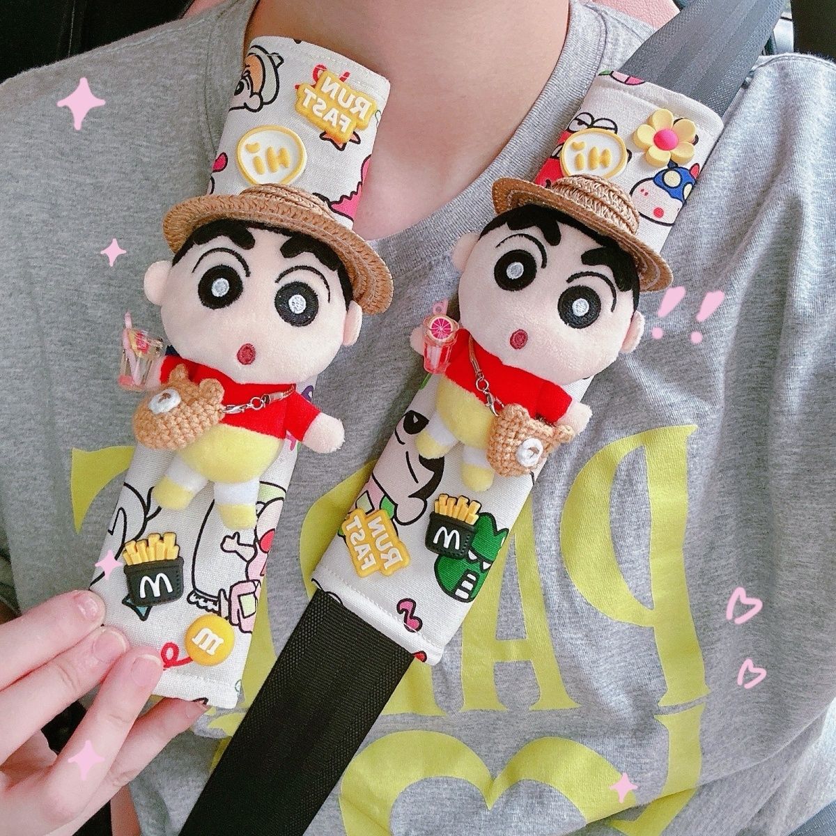 Crayon Shin-Chan Car Seatbelt Decoration Cute Cartoon Seatbelt Doll Car Seatbelt Shoulder Protector
