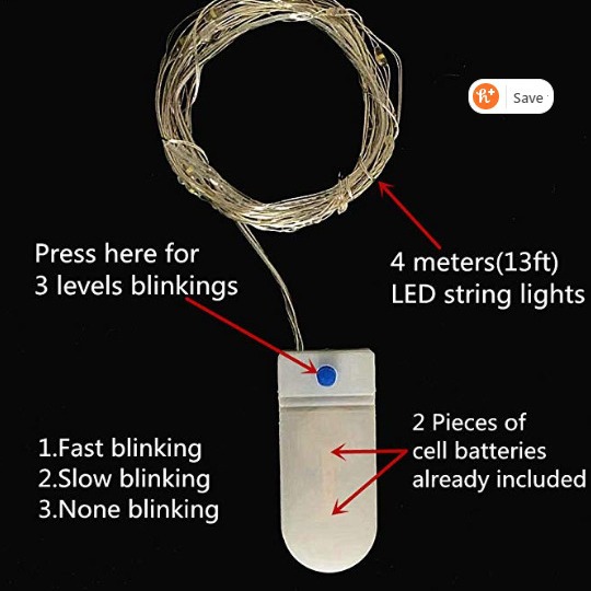 Caja de batería de botón CR2032 de tres funciones caja de regalo de cadena de luz de alambre de cobre decoración de ramo
