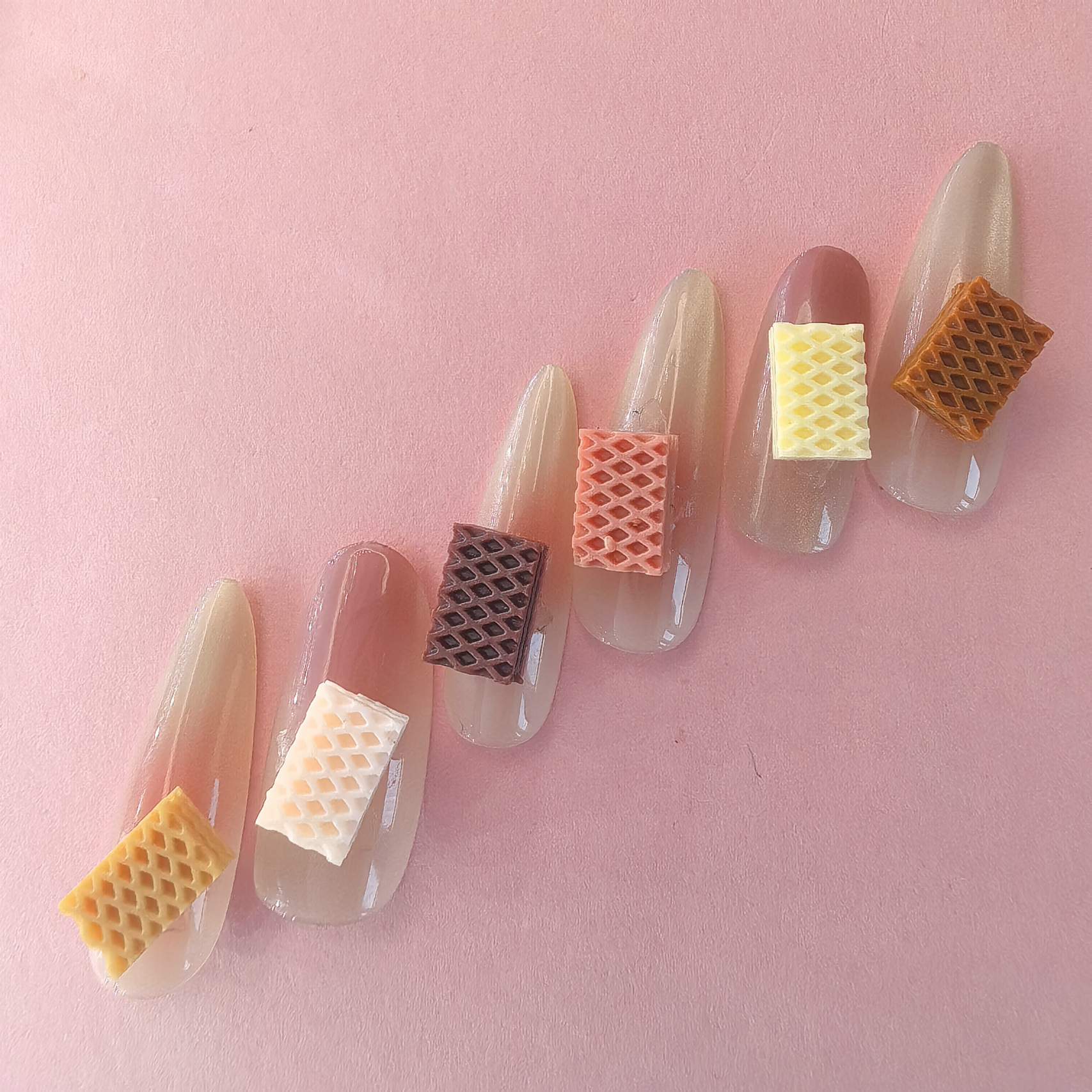 长方夜光仿真饼干美甲饰品食玩威化饼干diy手工发夹穿戴甲树脂