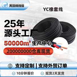 绝缘矿用工程电线 YC橡套线2*4紫铜线  工业中低压稳定电力电缆线