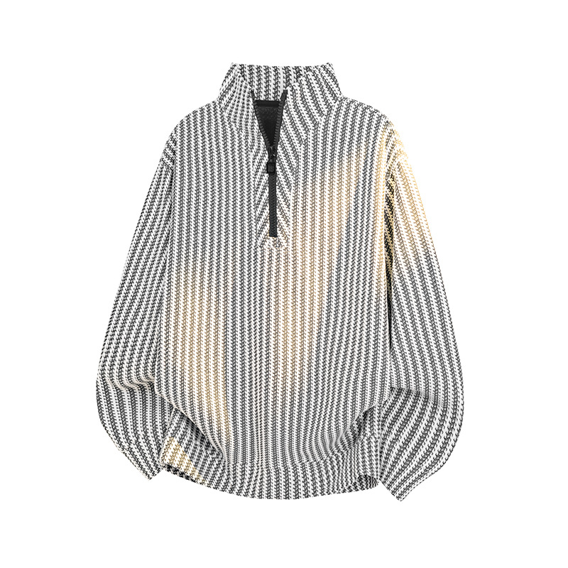 Cleanfit Half-zip Stand-up Collar Herringbone Pattern Sweatshirt For Men And Women, Spring Style, -inspired_voghion.com