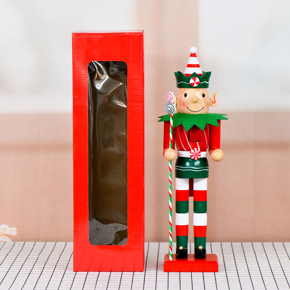 Nuevo producto 38cm hombre de nuez de madera 15in inventario creativo de Navidad dulces payaso hombre de marionetas de color