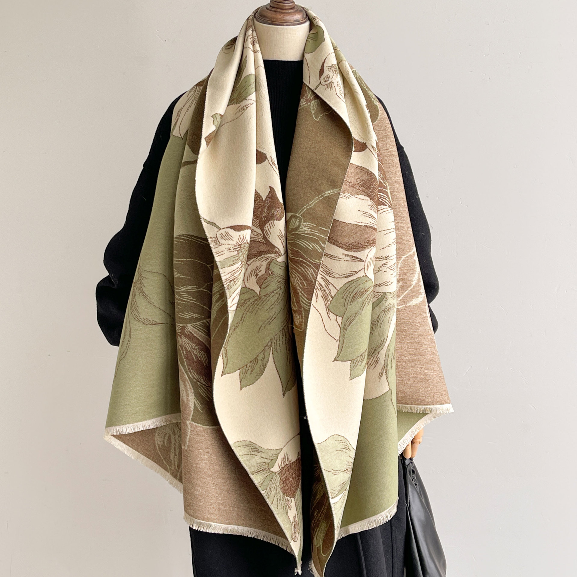 Nuevo jacquard de alta calidad bufandas de cachemira de invierno mujeres dobles lados calentamiento buñuelo de cuello universal chapa grueso estilo coreano