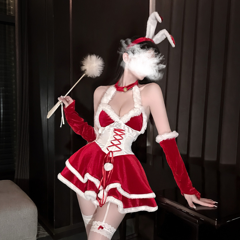 Golden Night Sexy Lingerie Christmas Eve Stuffed Backless Suspender Cake Skirt Sexy Pure Desire Girl Bunny Girl Suit