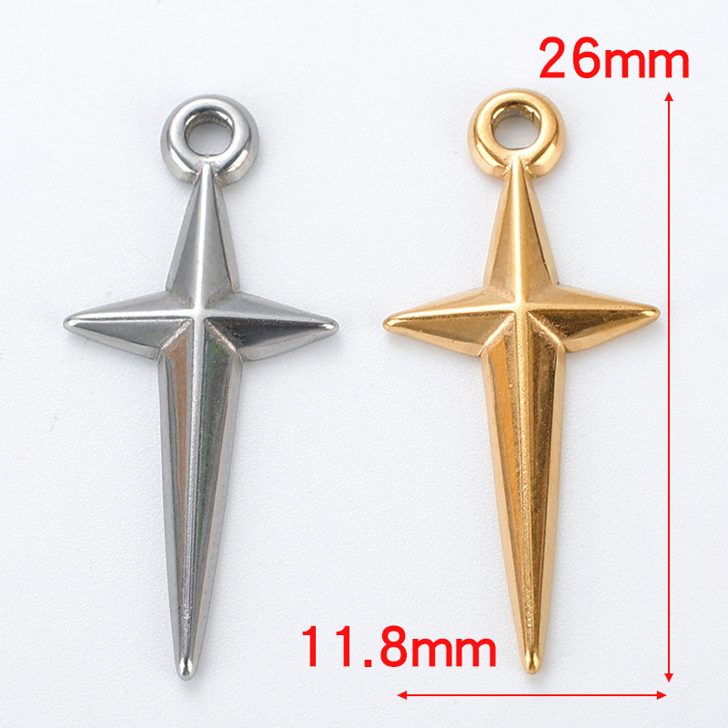 4g Weight 1 Piece 304 Stainless Steel Cross Leaf Heart Shape Pendant