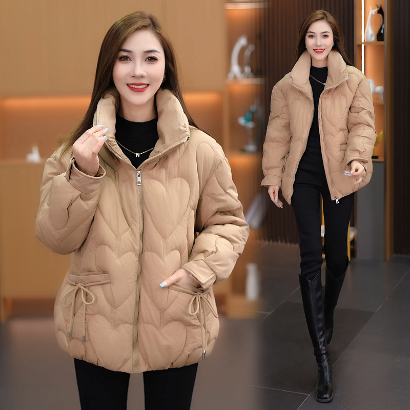 2024 invierno ropa de algodón de pluma de mujer ropa de pan holgada coreana ropa de algodón de cuello vertical abrigo de algodón cálido chaqueta gruesa image 1