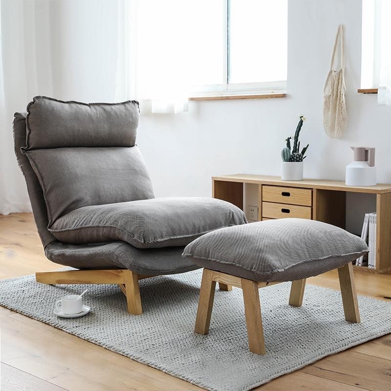S03 Muji Japanese-Style High-Back Sofa Chair, Good Quality Living Room Folding Leisure Fabric Single Recliner Lazy Sofa