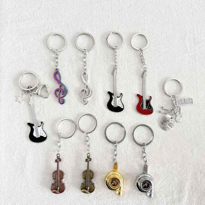 Processing custom music instrument key chain violin note pendant musician key chain pendant