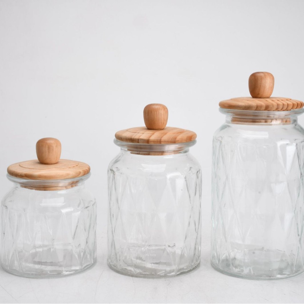 创意玻璃储藏瓶易拿取不沾灰一套搞定杂粮干货收纳玻璃储藏瓶