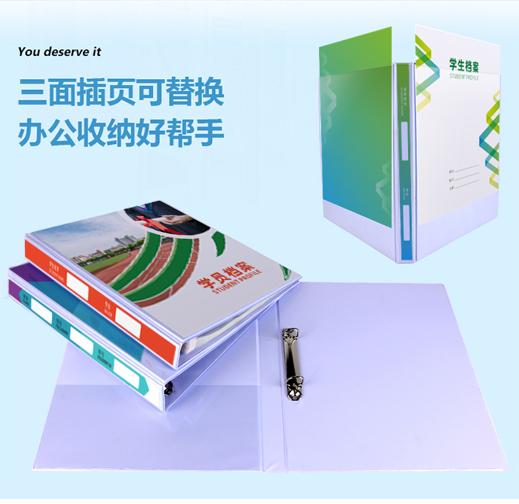 PP塑料pvc文件夹三面插页a4四孔两孔活页夹打孔收纳快劳夹可定制-阿里巴巴