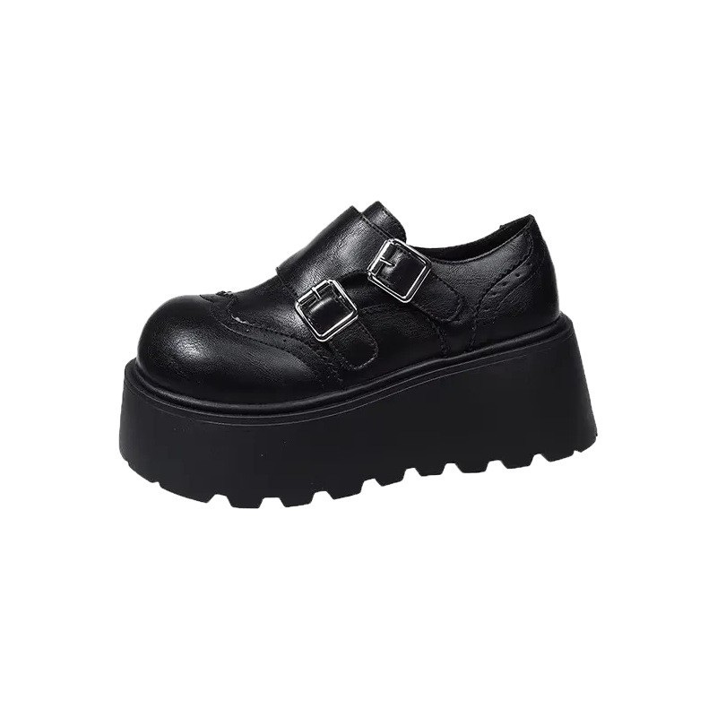 Pequeño aumento de altura zapatos Lefour mujeres 2026 primavera nuevo estilo británico marrón retro versátil zapatos de cuero pequeño bloque