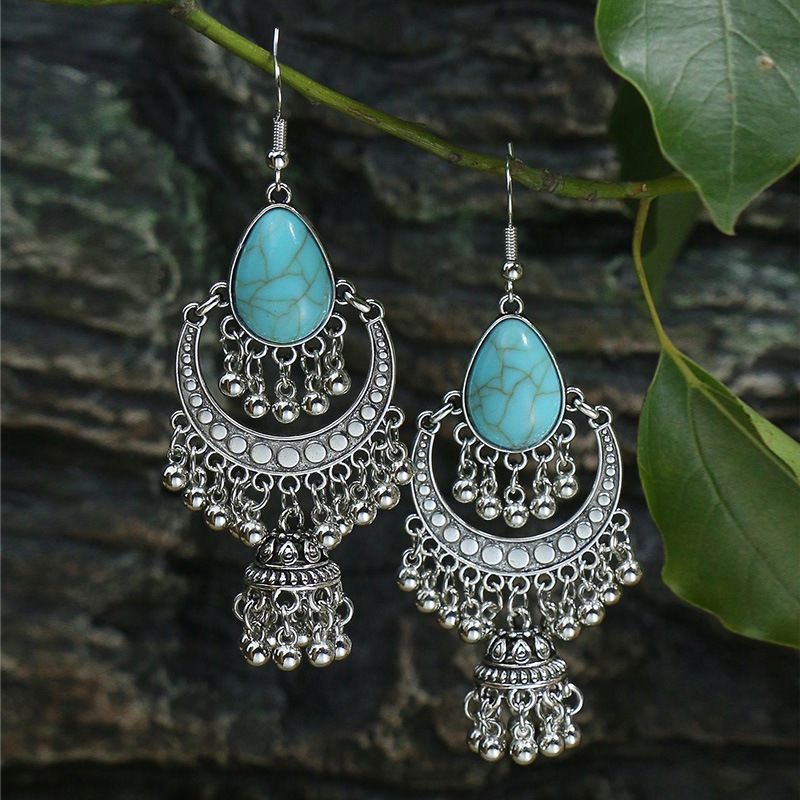 Drop Earrings Classification 1 Pair Ethnic Style Geometric Plating Alloy Turquoise Drop Earrings