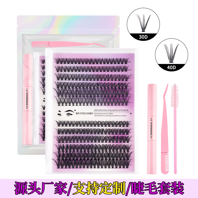 Juego de extensión de pestañas de bricolaje lashes pestañas transfronterizas europeas y americanas pestañas postizas gruesas 30D/40D conjunto de gran capacidad