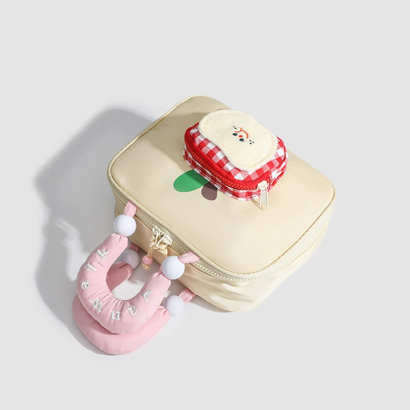 Cosmetic bag, cute shoulder bag, capacious handheld purse, portable organizer bag for traveling