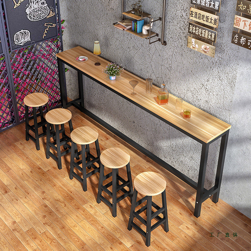 Customized Bar Table, Long Table, Home Bar Table, Wall-Mounted High Table, Milk Tea Shop Table and Chair Combination, Long Table