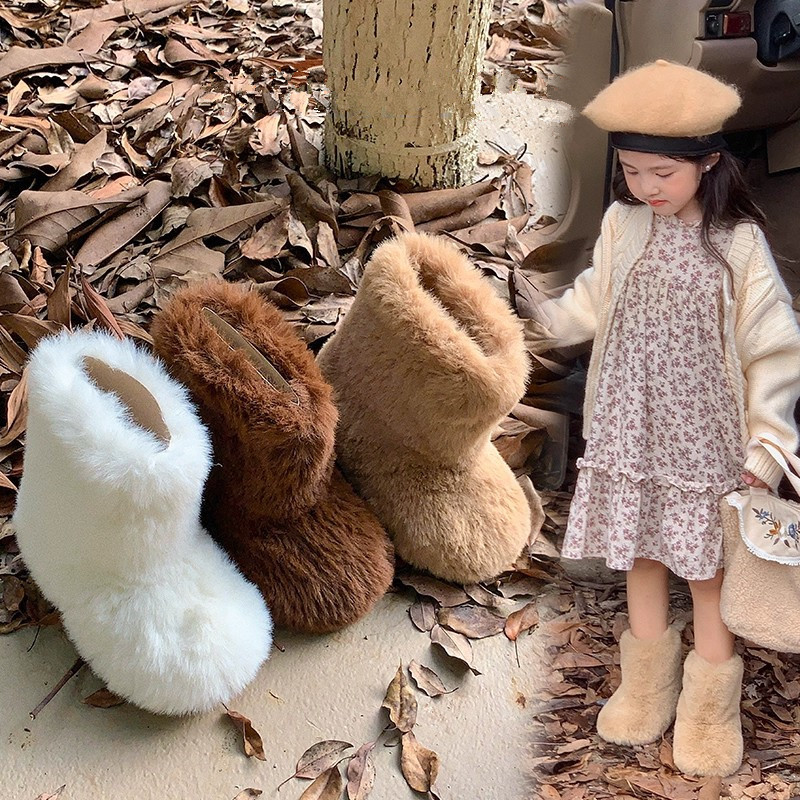 Korean style children's furry boots winter 2025 new girls' snow…