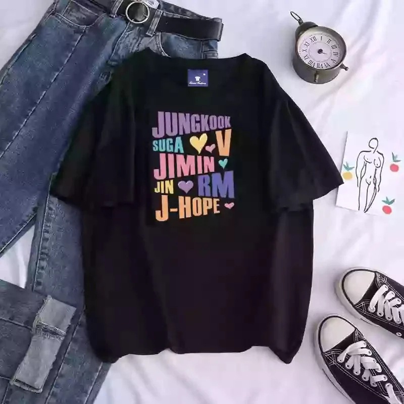 欧码跨境【欧码棉T】Kpop印花女式T恤jungook Jimin V J-Hope Rm