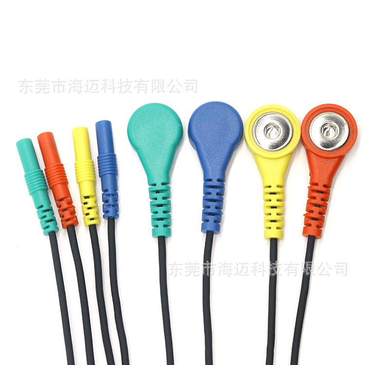 4.0彩色电极母扣对1.5圆管端导联线 扣式电极贴配套线 美容专用线