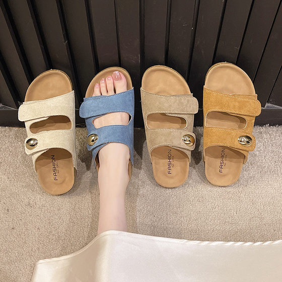 Flat Thick Bottom Bocken Slippers Sandals 2025 Summer New Roman Style Belt Buckle Outer Wear Casual Soft Bottom Slippers