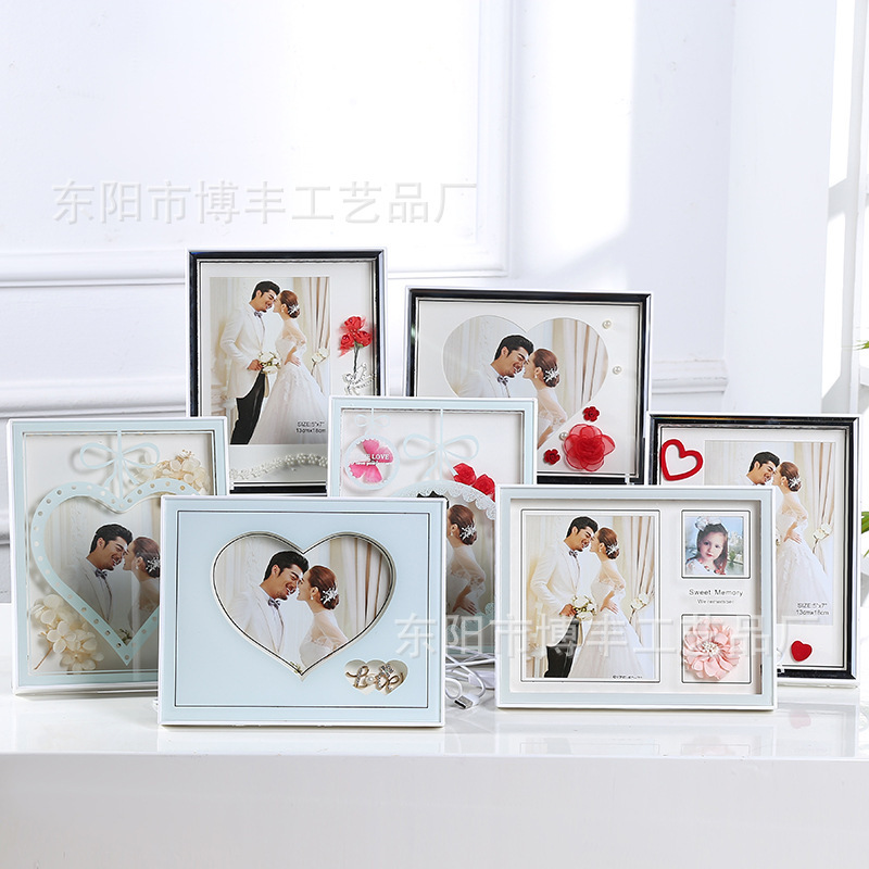 European-style simple crystal glass photo frame table studio photo frame supply square Creative LED light-emitting photo frame wholesale