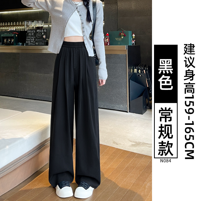 蓝色加绒牛仔裤女2025新款秋冬季加厚高腰垂感直筒宽松慵懒阔腿裤|undefined