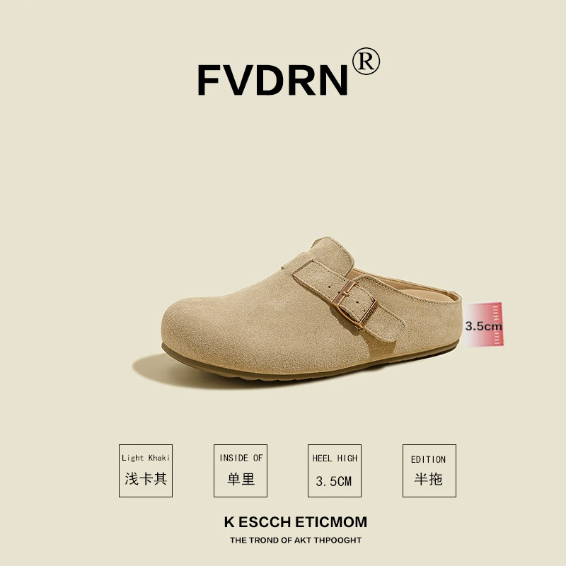 Universal retro slippers for leisure, genuine leather, Spring/Fall 2025 model