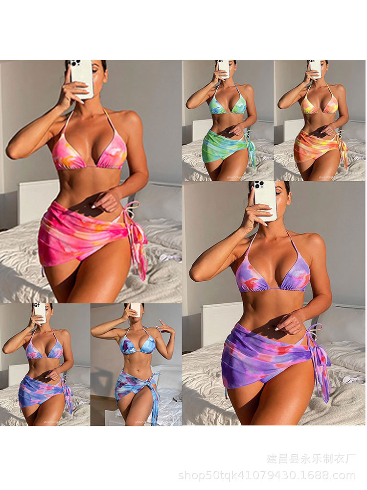 Traje de baño europeo y americano transfronterizo 2023 falda dividida de tres piezas para mujer estilo AliExpress bikini transfronterizo