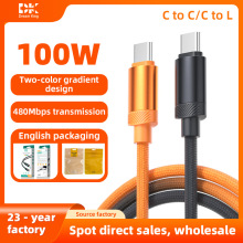 Two-Tone 100W Braided Fast Charging USB-C Cable for iPhone